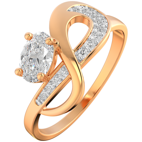 Кольцо из розового золота с фианитом 210478