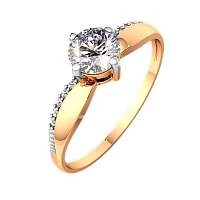 Кольцо из розового золота с фианитом 210516-9K